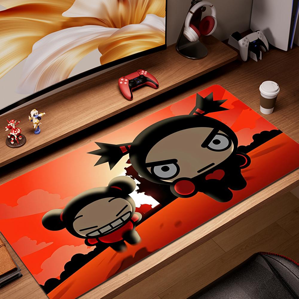HYBXAXC Cute Garu Pucca Mouse Pad Non-slip Locking Edge DeskMat PC Laptop Accessories Rubber Office Keyboard Large XXL Carpet