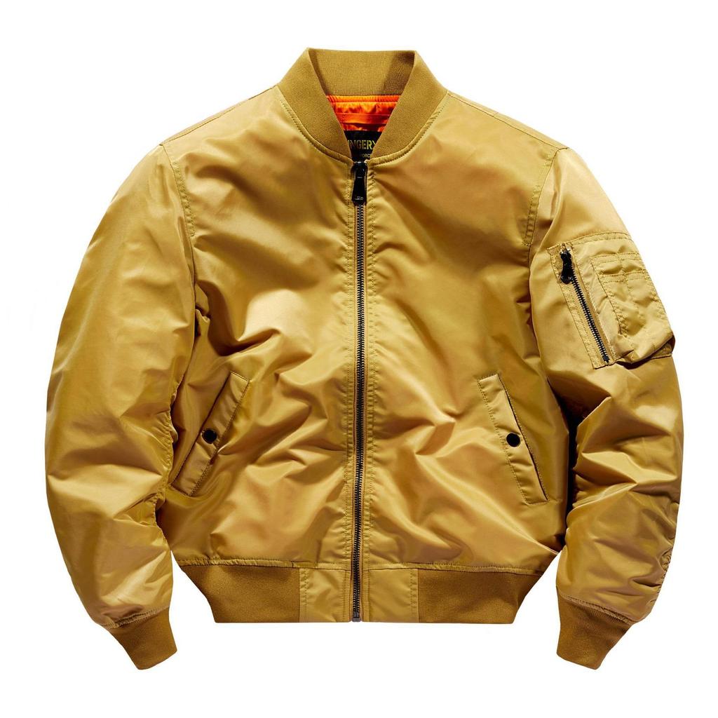 Pilotná bunda pánska bomber bunda Pánske retro bomber bundy Pánska ležérna jednofarebná bunda na zips Voľný strih Pánske kabáty