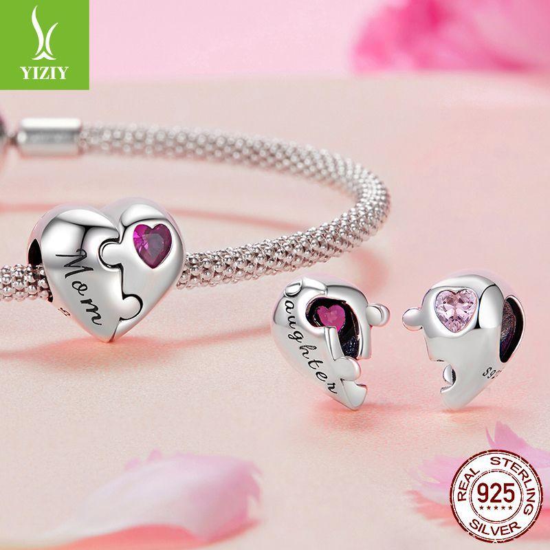 Love Heart-Shaped Mother And Daughter Creative Puzzle Beaded S925 Silver Fashion Versatile Diy Bracelet Accessories
