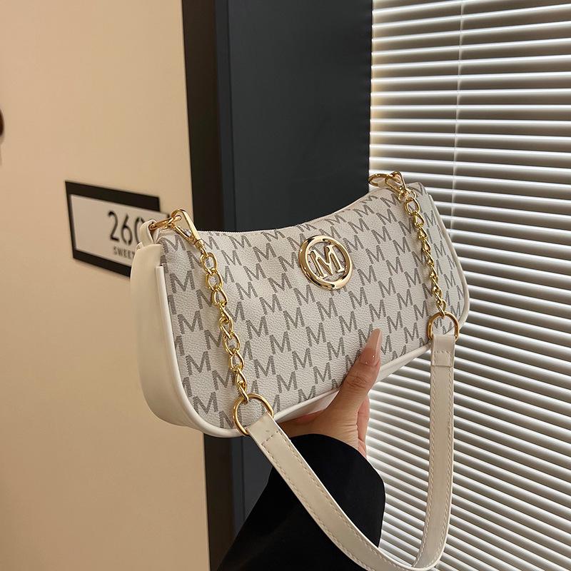 Retro Trendy Print Letter Women s Handbag - Versatile, Quality Texture Shoulder Bag слоновая кость