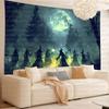 Dark Ceremony Pattern Full Moon Witches and Horned Figures Polyester Wall Tapestry 3D Home Decor for Living Room