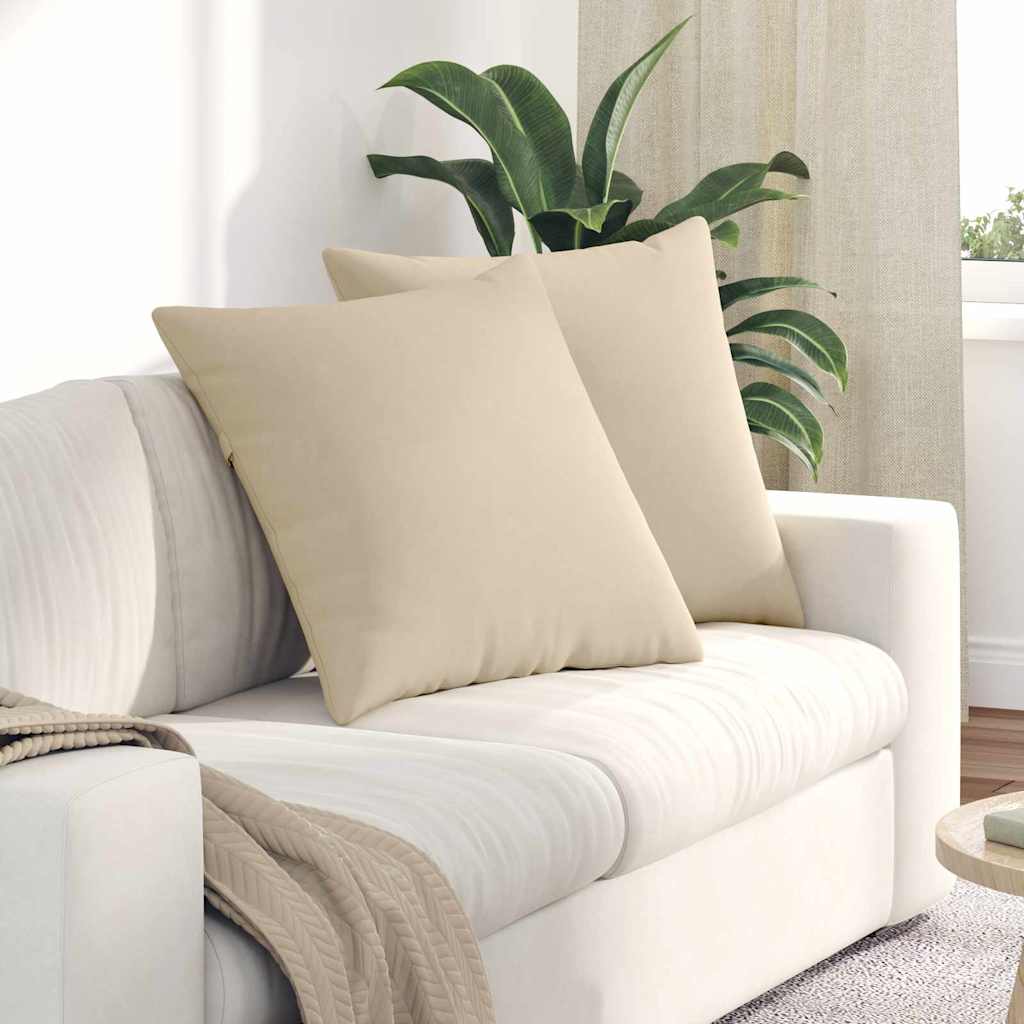 Sofa Cushions 2 Pieces Cream 60 X 60 Cm Fabric