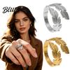 Adjustable Open Ring Finger Feather Shape Fit Women Stainless Steel