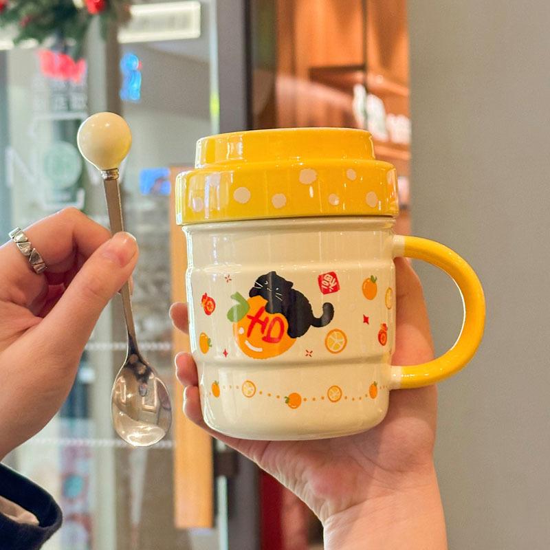 High-value apple mug couple pair cup household drinking cup cute ceramic cup with lid female birthday gift