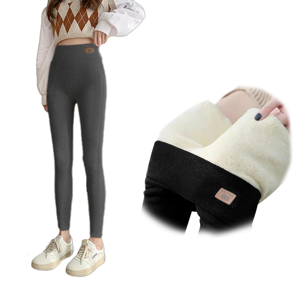 Vasarhely Women's Fleece-Lined Leggings, Extra Thick, Warm Pants with Stretch Boa and Ribbed Sheepskin Lining, Perfect for Winter and Fall, Warmth, Co