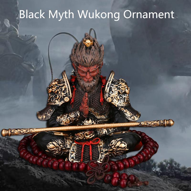 Creative Black God Sun Wukong Car Ornaments Car Center Console Decoration Car Figures Kawaii Desktop Decoration Fans Gifts