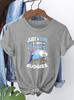 Womens Tshirt Just A Girl Who Loves Budgets Printed Round Neck Warm Healing Casual Trend Daily Easy Versatile Womens Top