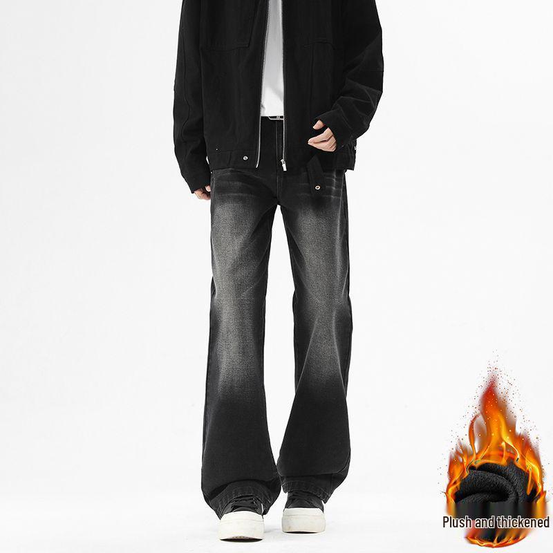 

Мужские модные джинсы с широкими штанинами и флисовой подкладкой с дизайном с заклепками для осени и зимы 2XL