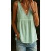 Solid Color V Neck Sleeveless Lace Trim Ruched Loose Women Tank Top
