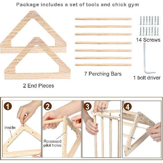 Chicken Perch Jungle Gym Roosting Bar, Pine Wood, Large