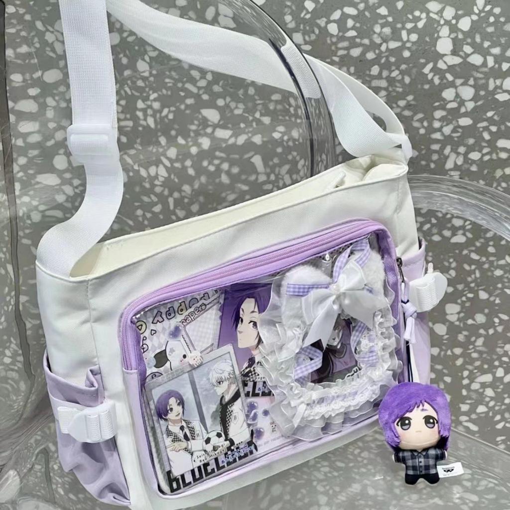New Japanese Versatile Transparent Pain Bag Single Shoulder Class Book Two-dimensional Bag Women's Large-capacity Leisure Pain Bag