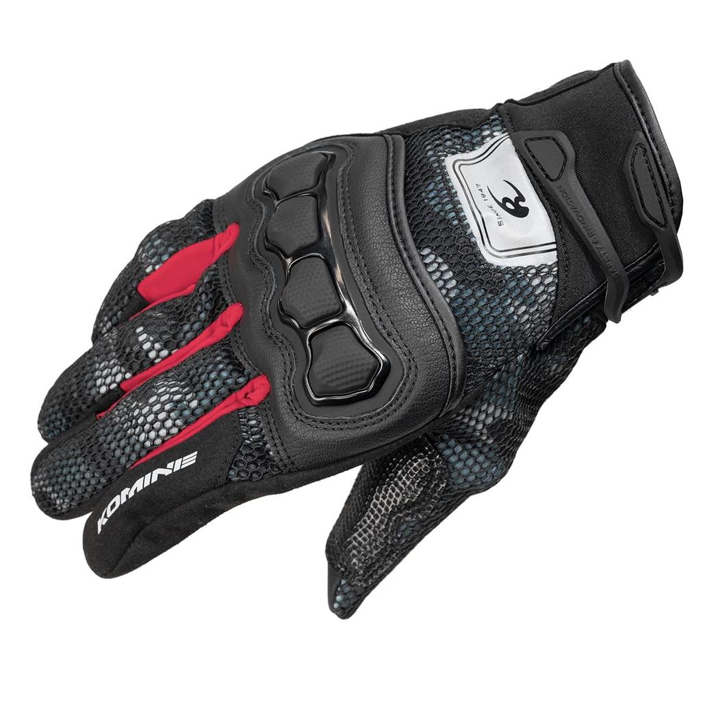Komine GK-2153 Protective 3D Mesh Gloves for Motorcycles Red 3XL