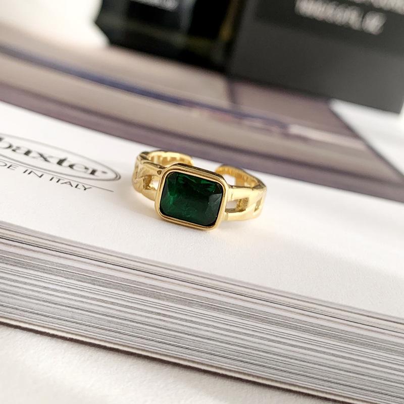 18K Gold-Plated Retro Titanium Steel Women s Ring – Trendy Open Design Large золотой