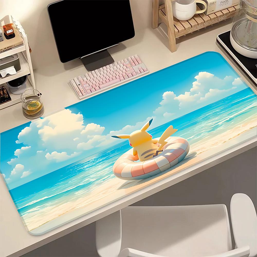 Kawaii Pikachu Swimming Mouse Pad Cartoon PPokemon Mouse Mat HD x Print Large Gaming Desk Pad for Home Office Gamer 800x400x2mm