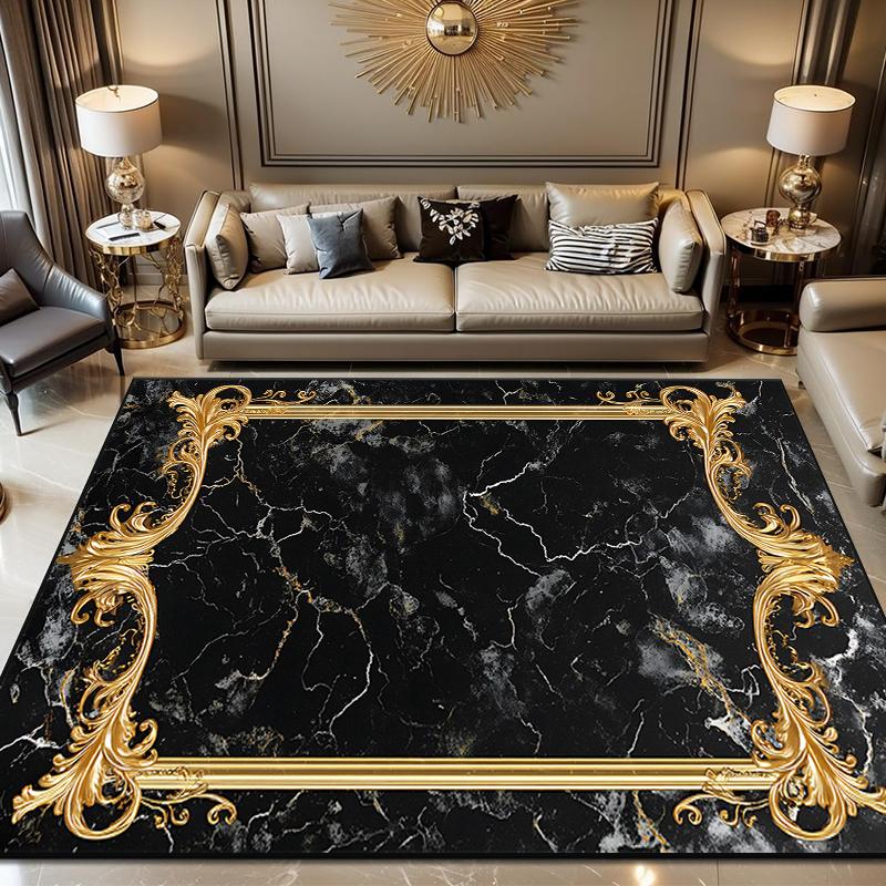 Black Gold Marble Carpet for Living Room Decorations Sofa Table Large Area Rugs Bedroom Home Luxury Floor Mat Anti-slip Doormat