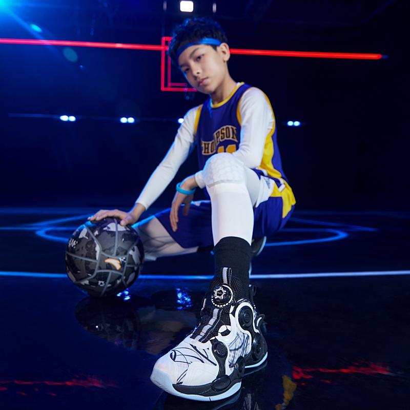 Anta Asymmetrical Comfortable Versatile Durable Breathable Low-Top Basketball Shoes Kids Sneaker White Black 312221102-3