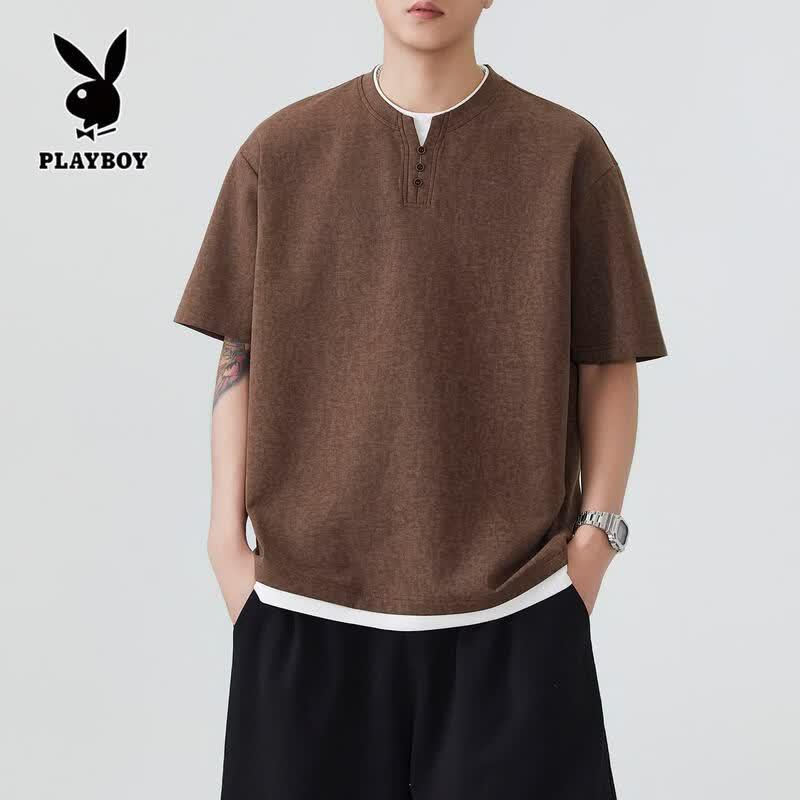 PLAYBOY Men s Faux Two-Piece Short Sleeve T-Shirt L