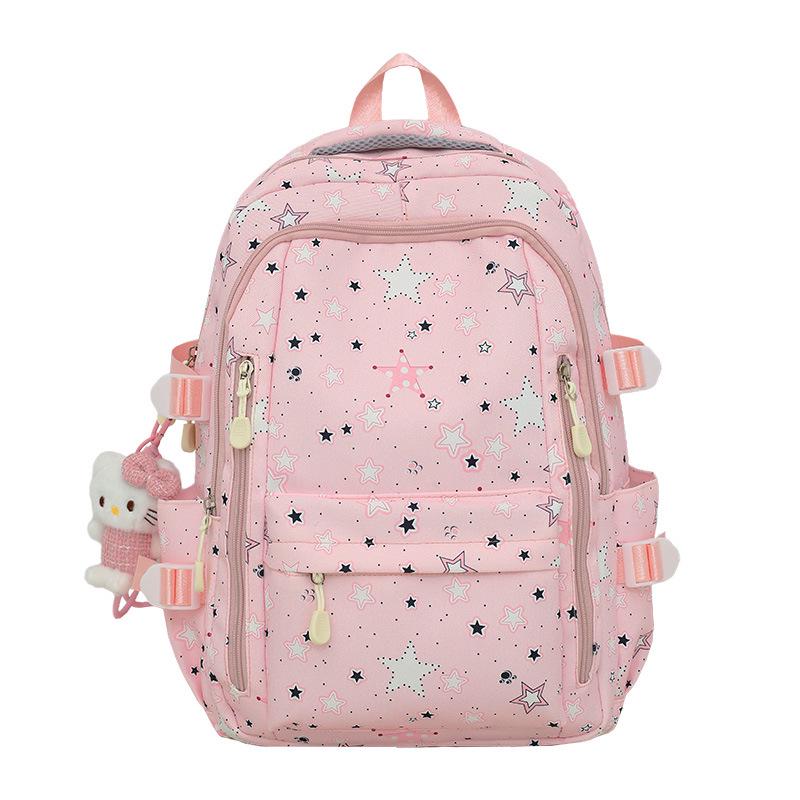 Japanese & Korean Style Backpack for Middle School Girls – Trendy Star Design, Ideal for School & Outings