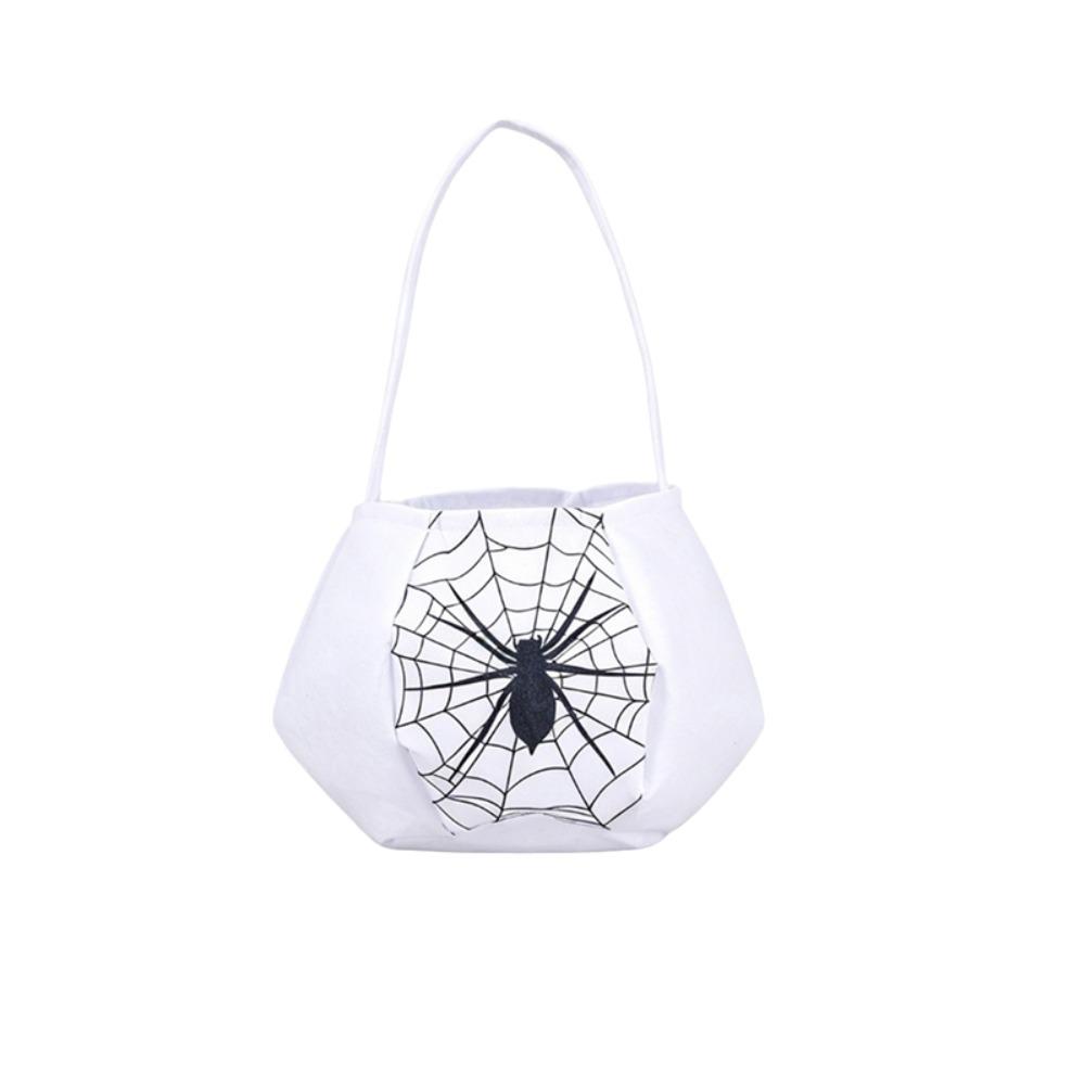 White Halloween Ghost Candy Bag Reusable Halloween Candy Bucket Funny Snack Storage Bag Kids Spider