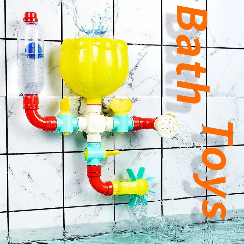 Baby Bath Toys Montessori Diy Pipes Tubes Water Spray Rotating Water Jet Game Bathtub Toy Spray Bathroom Toys Kids Gift