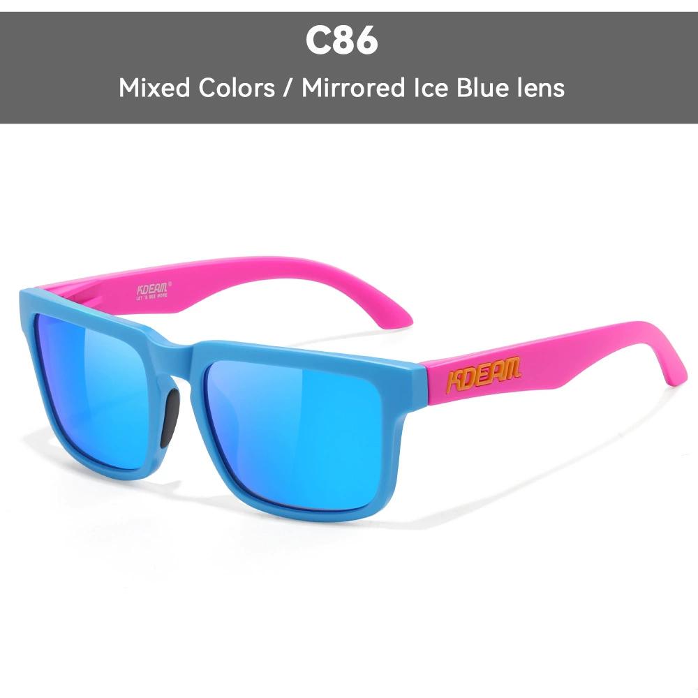 KDEAM Brand Men Square Polarized Sunglasses Colorful Design Cool Fashion Women Shades Summer Sun Glasses Mirrored Coating Lens