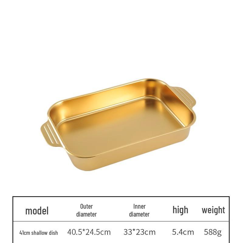 Korean 304 Stainless Steel Grilled Fish Pan, Rectangular Baking Tray with Double Ears for Serving Rice and Vegetables