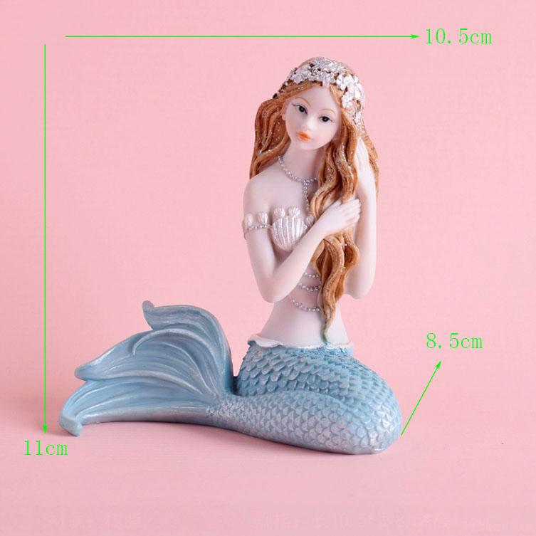 Nordic Resin Cute Mermaid Princess Figurines Fish Tank Ornaments Kawaii Decor Home Furnishing Decoration Crafts Birthday Gifts