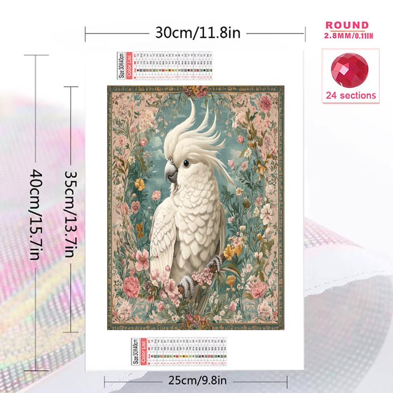 Beautiful cockatoo Pattern 3pcs 100% Round Full Drill 5D DIY Diamond Painting Embroidery Cross Stitch Rhinestone Décor