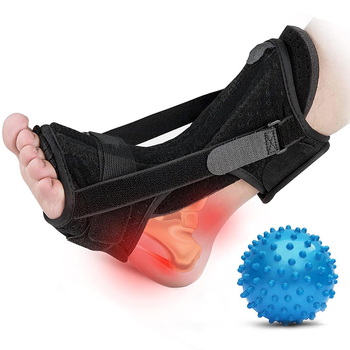 

Plantar Fasciitis Night Splint Adjustable Foot Drop Orthotic Brace for Plantar Fasciitis & Achilles Tendonitis Arch Foot Pain чёрный