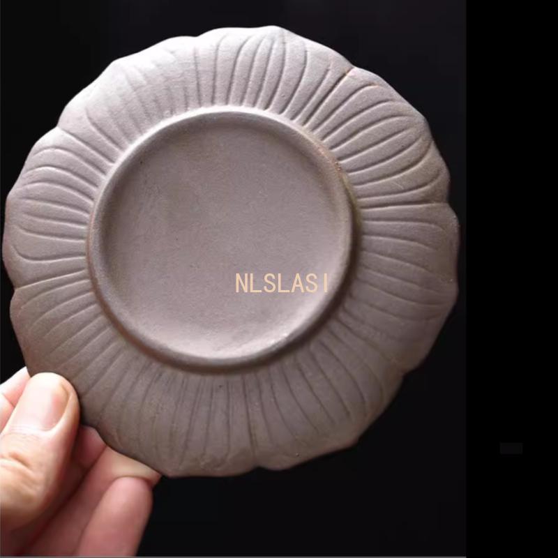 Vintage gold-plated glazed coaster Tea cup holder Thermal insulation pad tea pad Coarse pottery dish Kung Fu tea set accessories