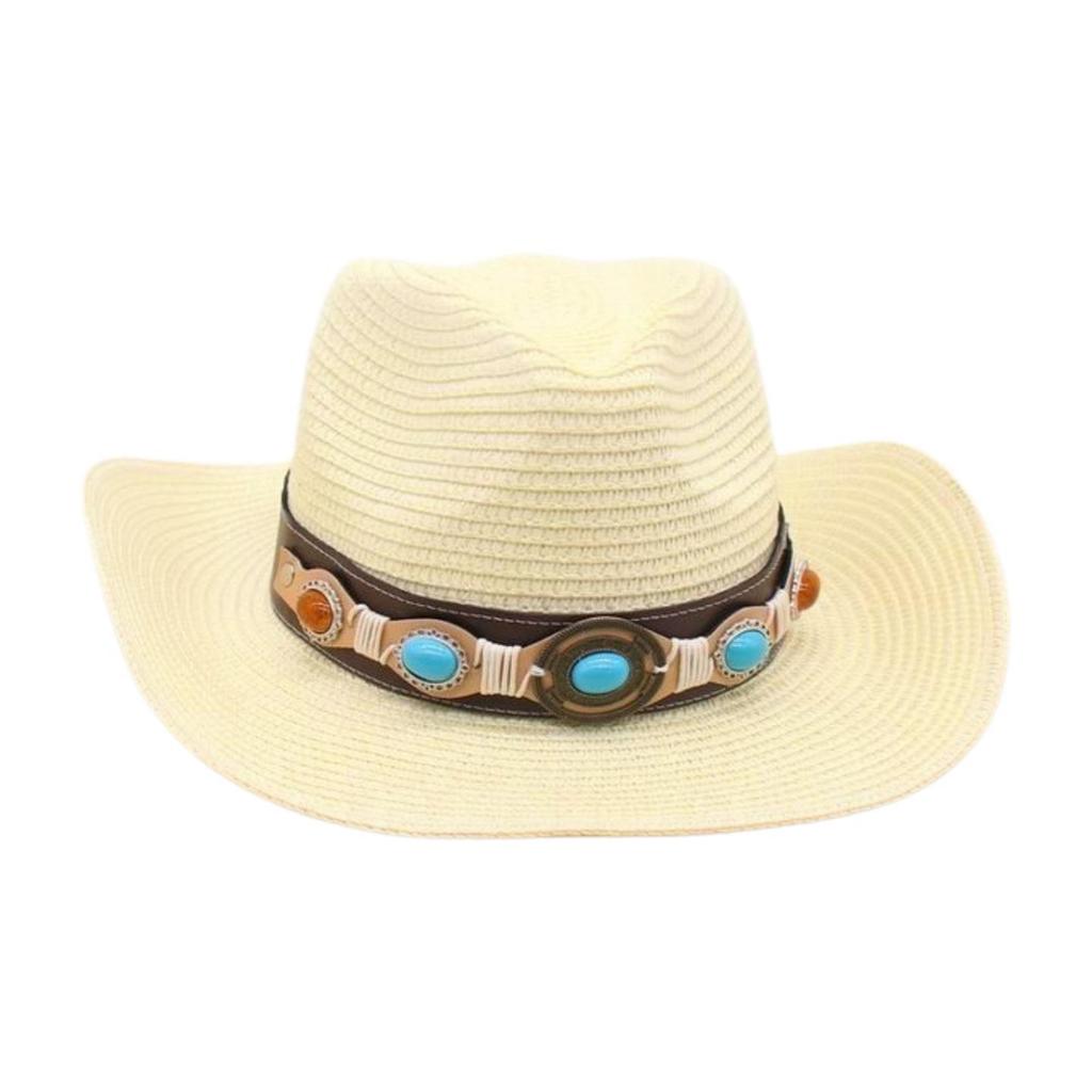 Beach Seaside Travel Straw Hat High Sense Ethnic Style Woven Straw Hat Western Cowboy Hat