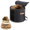 Collapsible Hat Case W/ Handle & Shoulder Strap Hat Clothes Storage Bin Round Cowboy Hat Box for Travel and Closet Storage