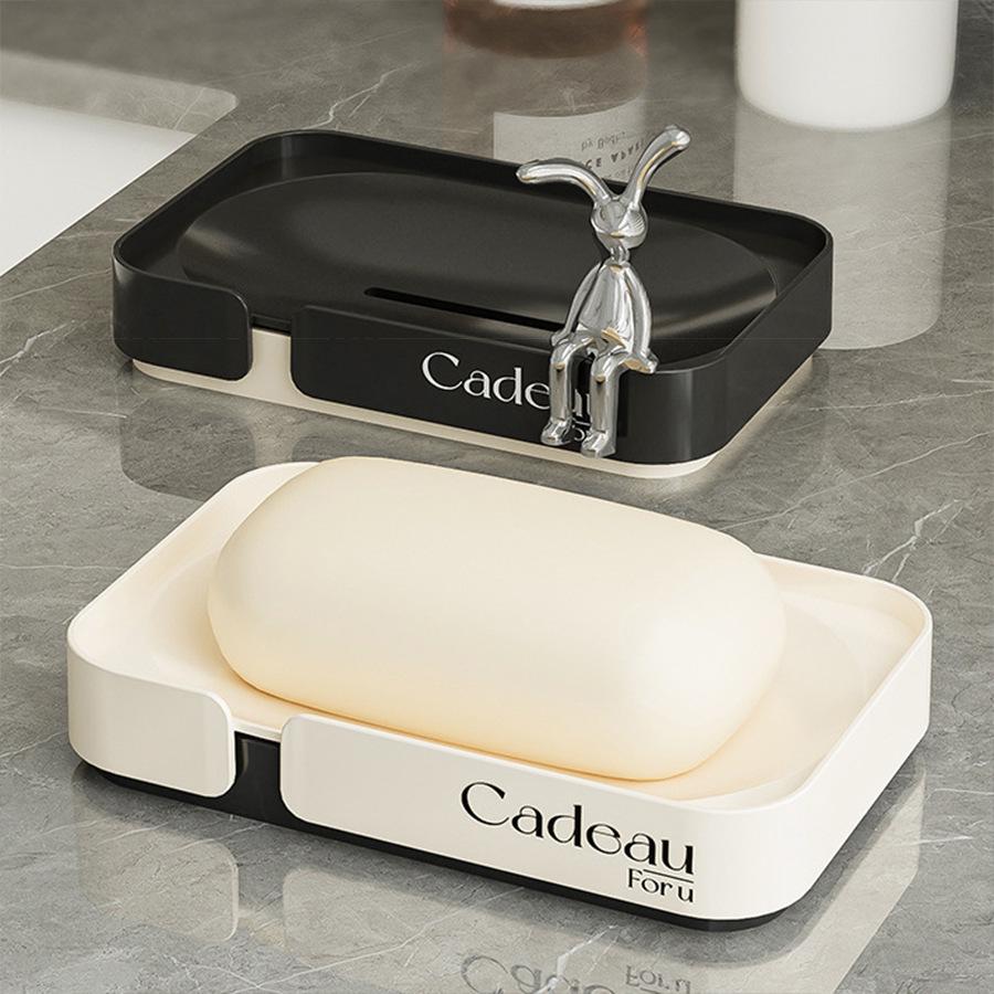 Minimalist Double-Layer Draining Soap Holder - Luxury Plastic Bathroom Countertop Dish