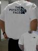 Mens Funny Potato Print TShirt The Potato Face Back Front Design with LogoLike Potato Characters Short Sleeve Summer Tee