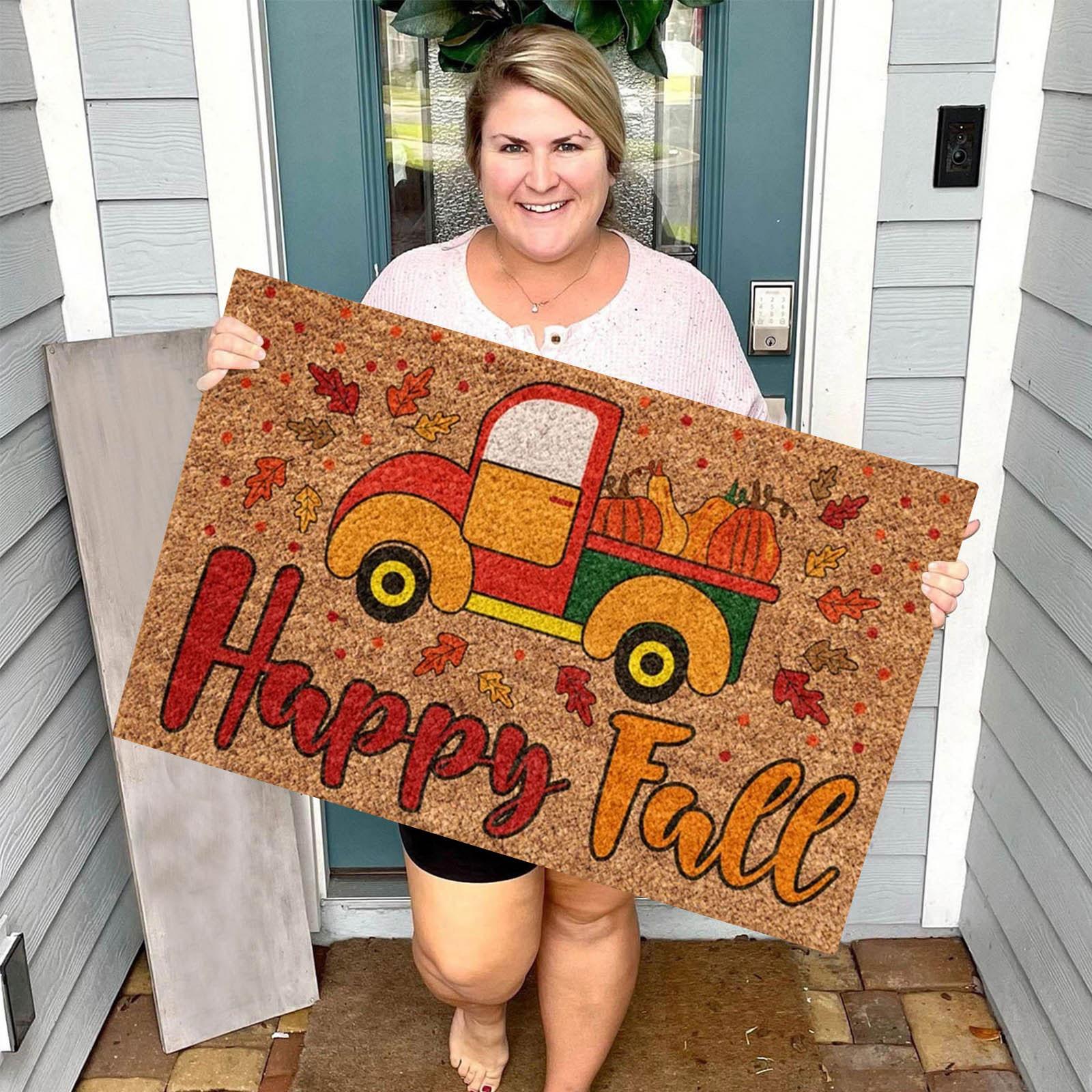 

Thanksgiving Doormat Fall Pumpkin Carpet Bedroom Hallway Entrance Rugs Living Room Bathroom Non-Slip Floor Mat Home Decor One Size