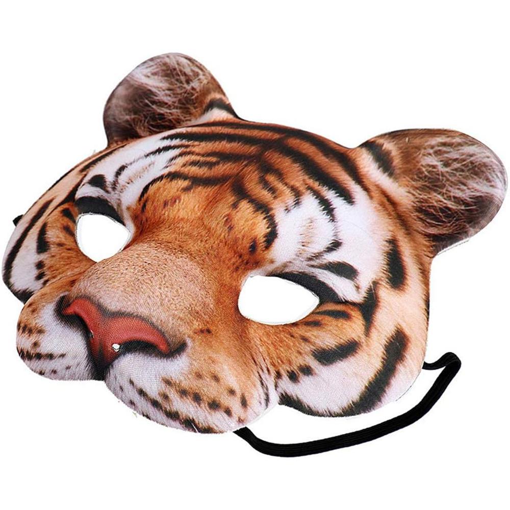 Tiger Mask Realistic Animal Half Face Mask for Halloween Masquerade Carnival Night Party Costume Cosplay Props Festival Club