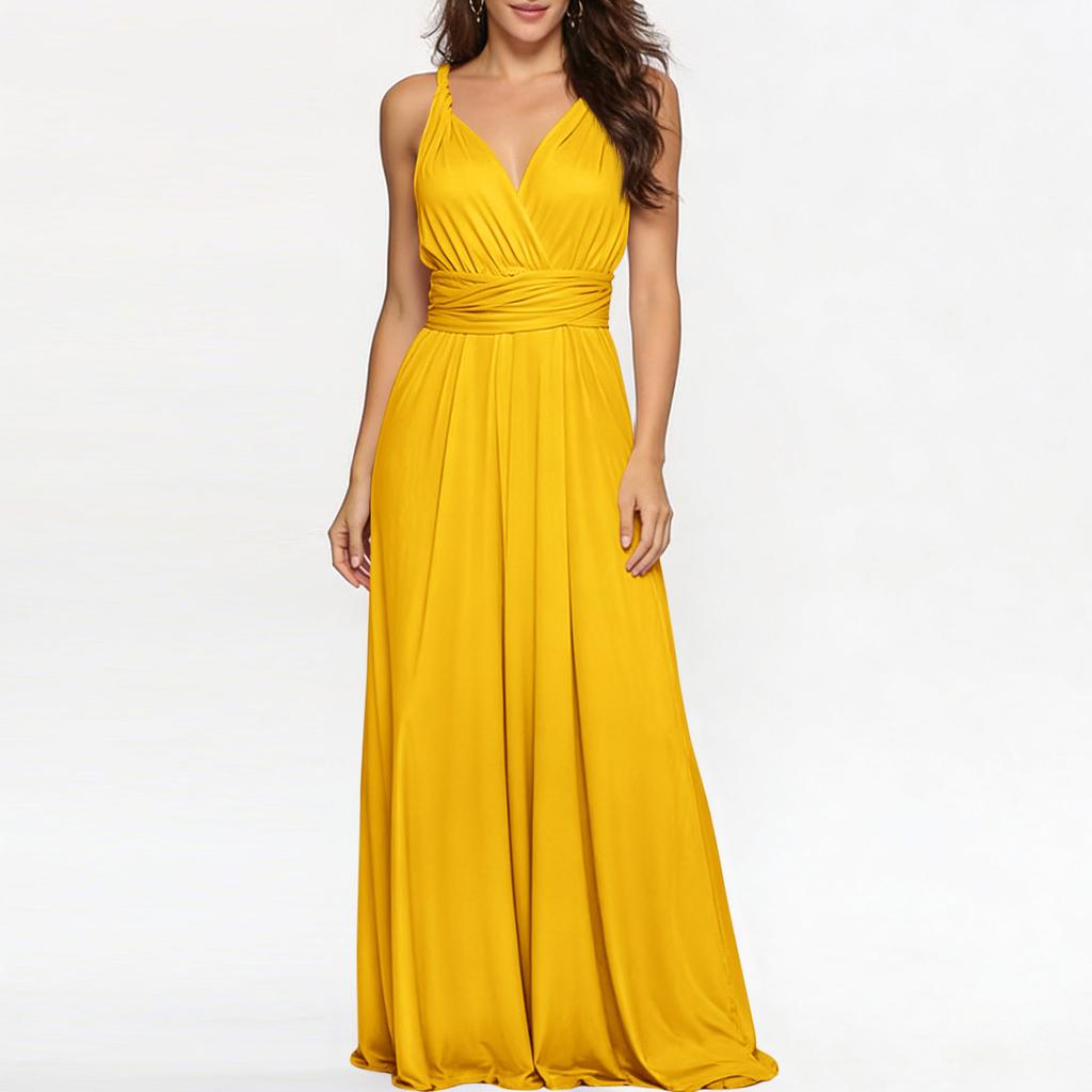 Women's Versatile Multi-Strap Cross-Back Sexy Bandage Dress Long Gown