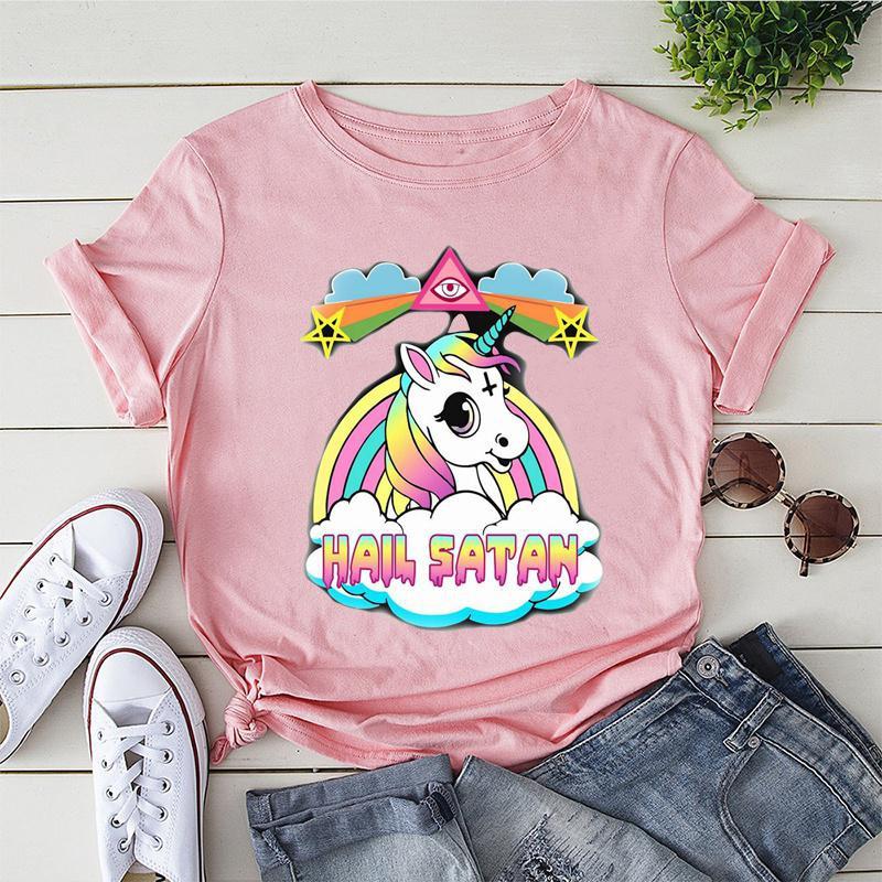 Hail Satan T-Shirt Men's Fashion Short Sleeves Cotton Tops Fashion Clothing