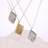 18K Gold Plated Stainless Steel Engravable Book Necklace Pendant for Couples