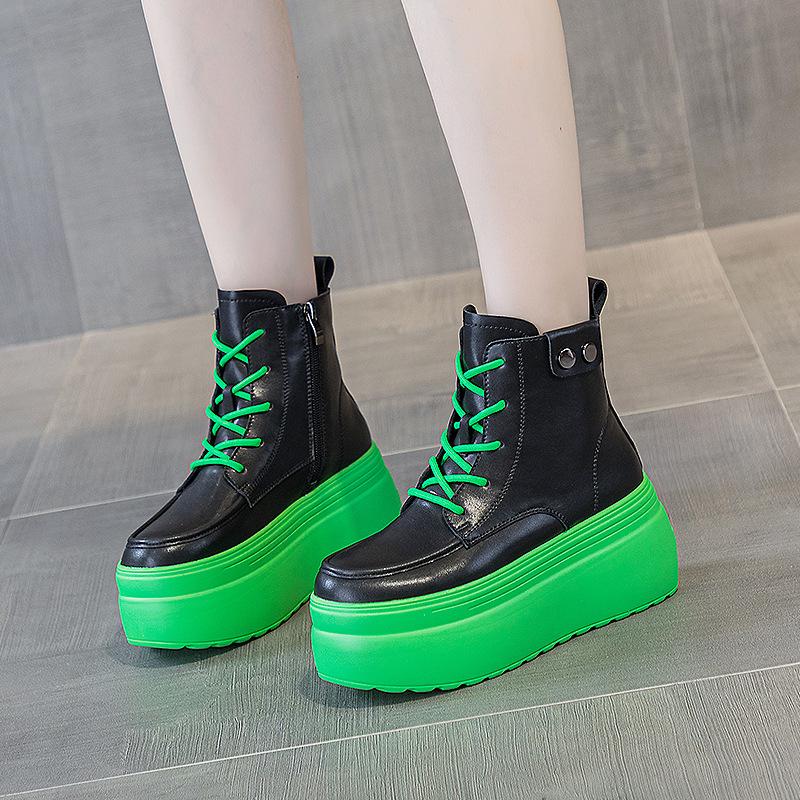 Autumn and Winter New Women's Medium-top Thick-soled Muffin Shoes Women's 2025 New Candy Color Round Head Fashion Simple Pure