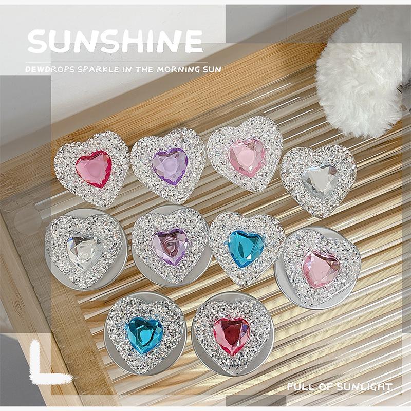 Portable Magnetic Rhinestone Heart Phone Holder