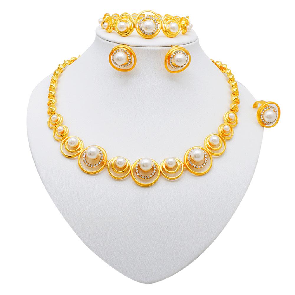 Dubai Vintage Style Crystal Necklace For Women Charm Earrings Bracelets Rings For Women Banquet Wedding Jewelry Party Gift