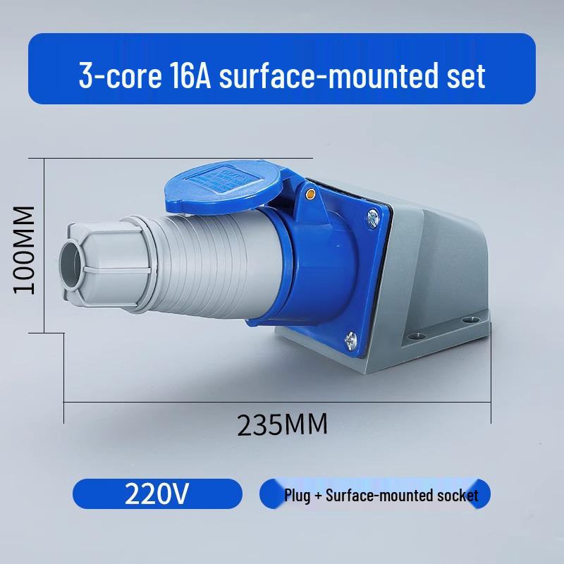 Waterproof 3-Pin 5-Hole Industrial Socket Connector (16A/32A) - Male-Female Mating, Non-Explosion-Proof.