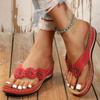 Women's Comfortable Flower Decor Thong Sandals - Fashionable Open Toe Slip On Flip Flops