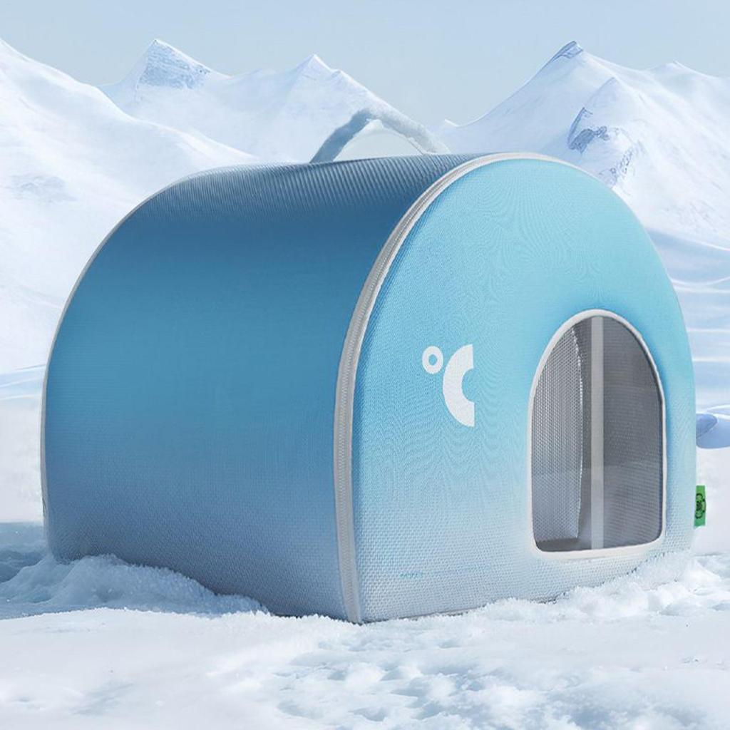 Faltbares Katzen-Klimaanlagenhaus Sommer-Haustier-Kühlhaus Hundeeishaus mit Eismatte Katzenbetten Haustierbedarf