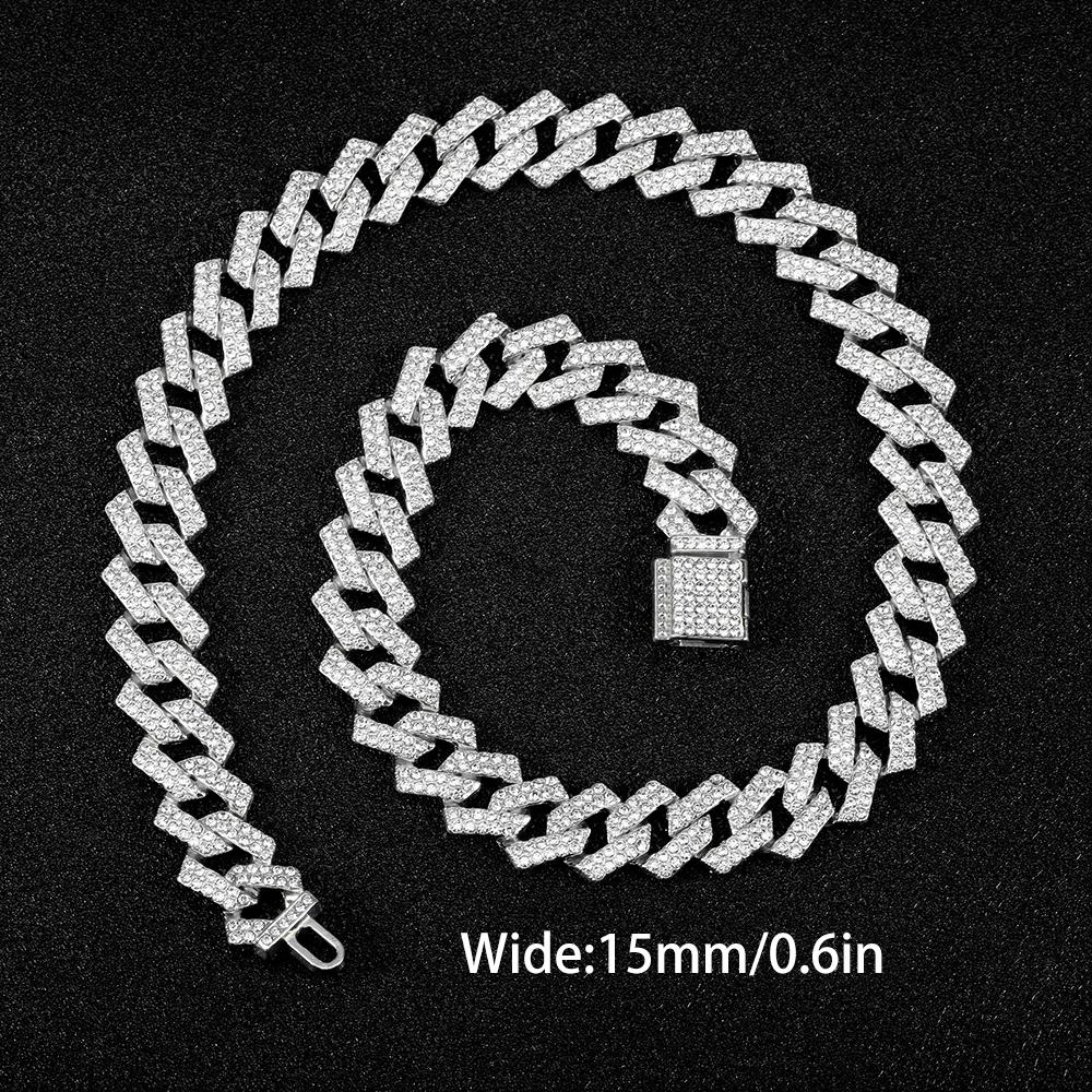 Bling Classic Miami Cuban Chain Luxury Diamond High Quality Necklace 16mm Wide Hip Pop Street Style For Men Women Daily Wear