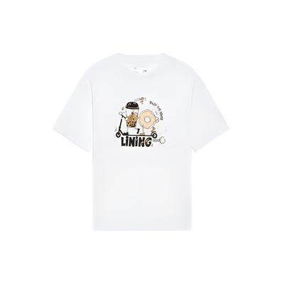 Cartoon-Muster Print Sport Rundhals Kurzarm T-Shirt Damen Oberteile Weiß AHSS716-1