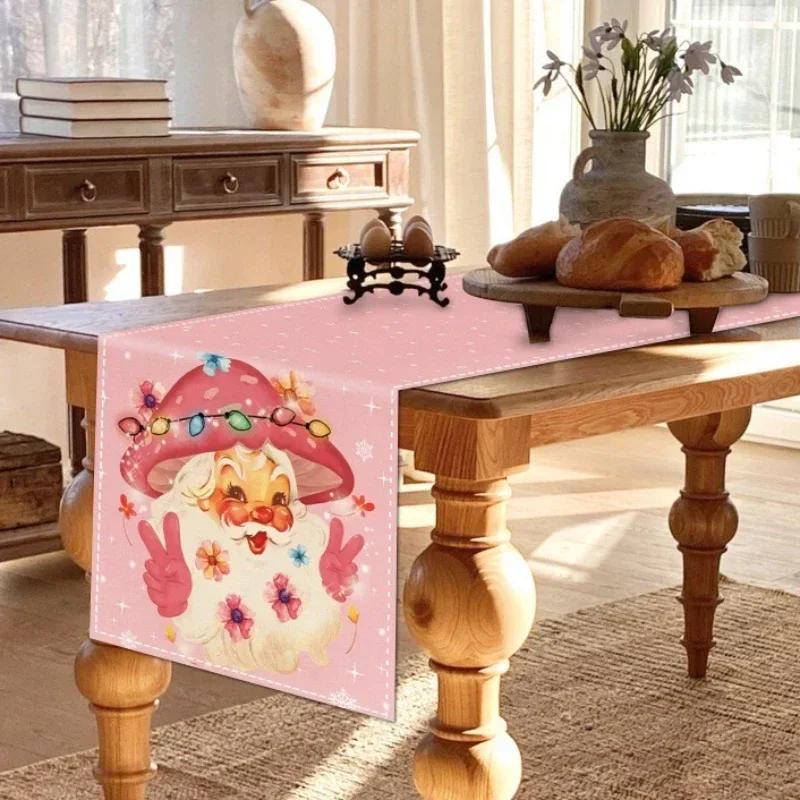 Simple Christmas Linen Table Runners, Pink Table Runner, Dining Table Decoration, Household Party, Holiday Decoration