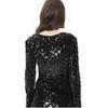 Women's Deep V Sexy Nightclub Geometric Sequin Dress Long Sleeve Dress Bead Piece Embroidered Dress