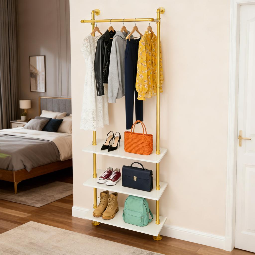 Bymaocar Industrial Retro Style Clothing Display Rack,Clothing Storage Utensils,Home Decor for Bedrooms,Laundry Rooms,Balconies